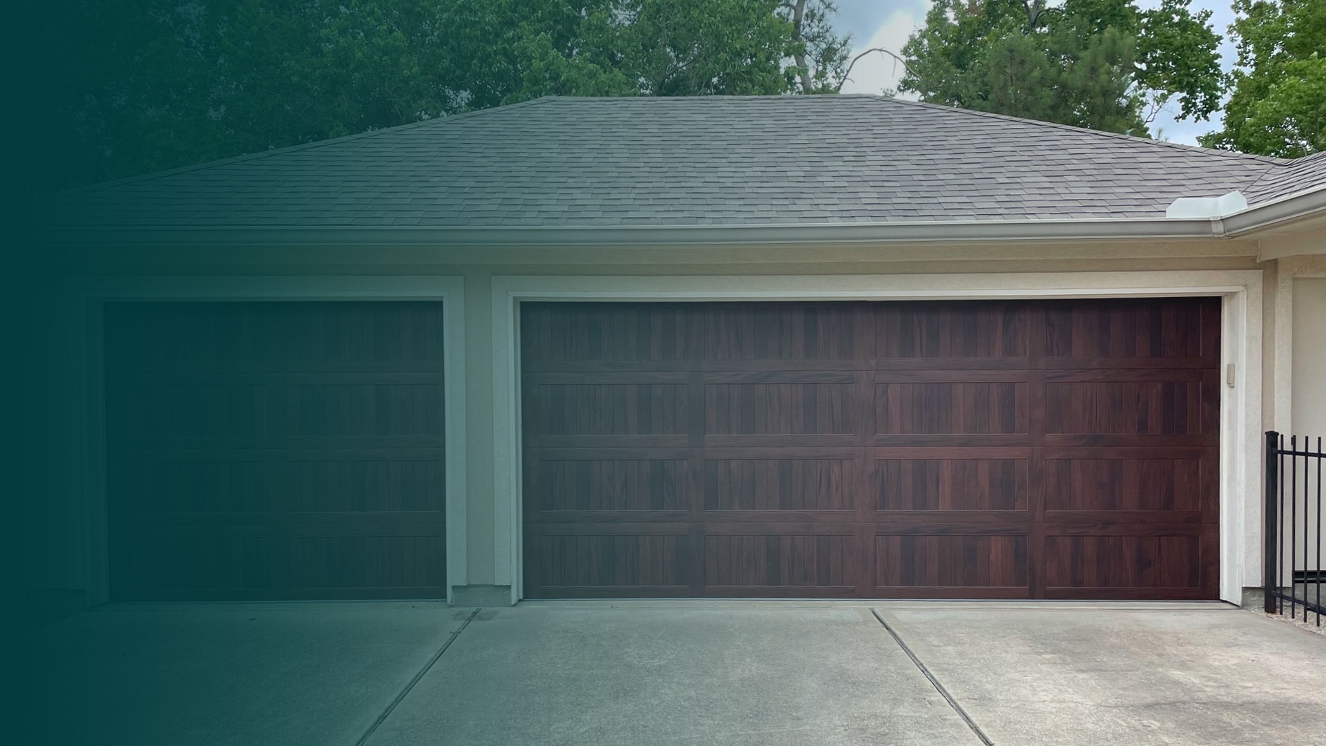 house garage exteriors with double door installation and asphalt shingles roof houston tx